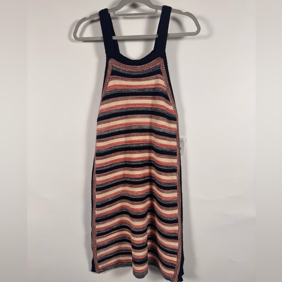 Free People Retro Ruby Striped Crochet Sweater Tank Dress Womens Size L NWT Boho - Picture 2 of 12